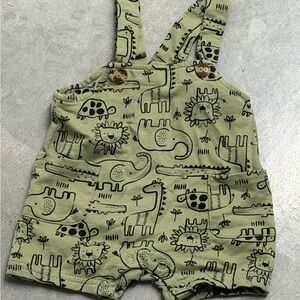 Green Animal Print Kids Overalls
